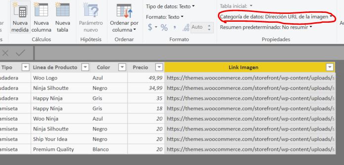 Categoría de Dato Dirección URL de Imagen