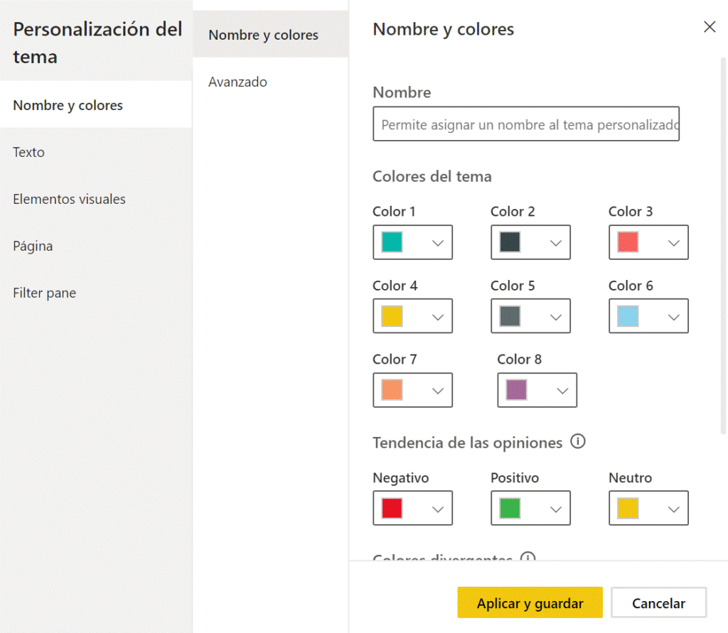 Cuadro de Diálogo de Personalización de Temas