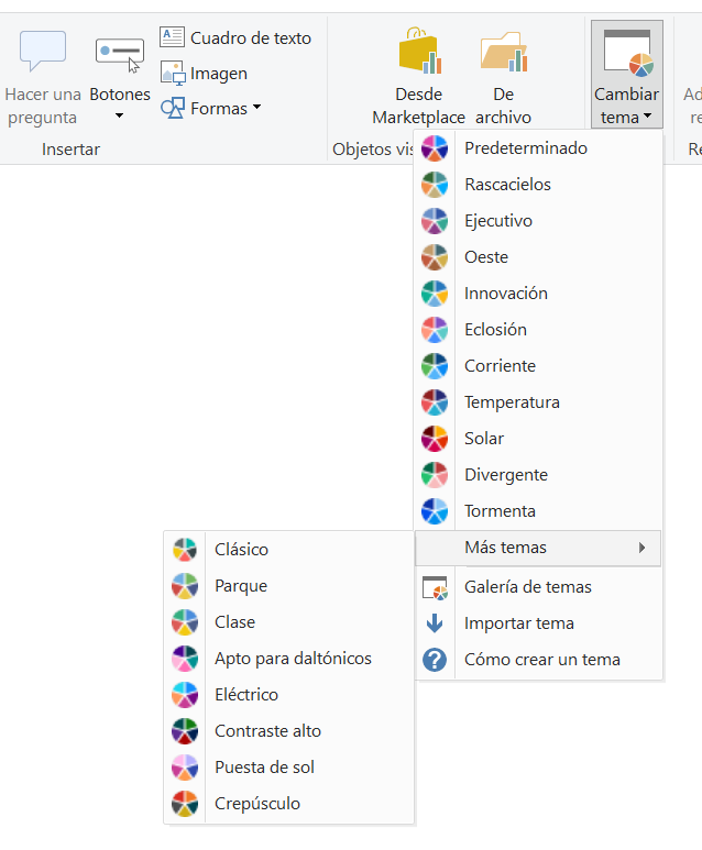 Listado de temas predefinidos