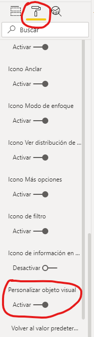 Desactivar la personalización en una visualización concreta
