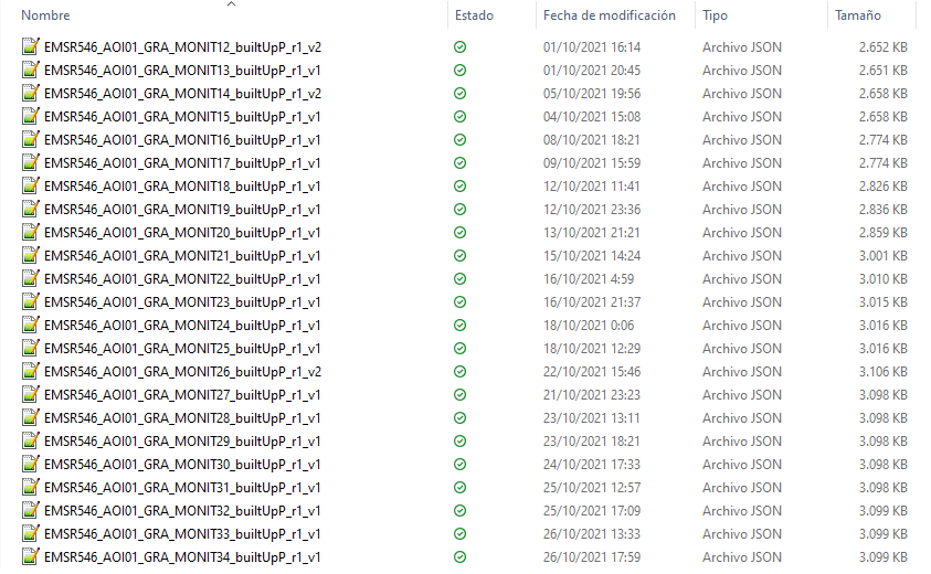 Carpeta con los ficheros JSON descargados